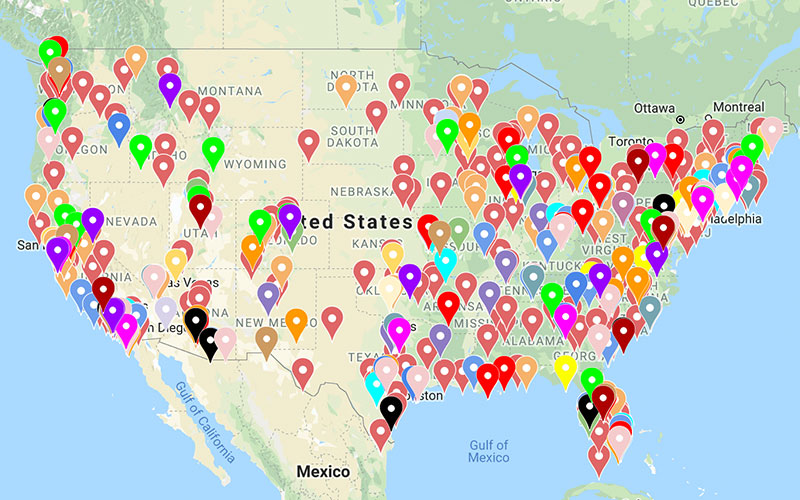 map of film festivals in the united states